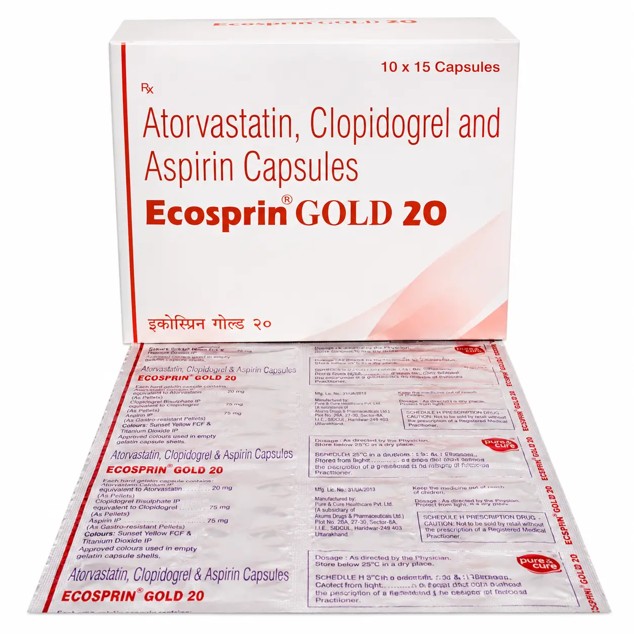 ecosprin gold 20 Ecosprin Gold 20 (Atorvastatin/Clopidogrel/Aspirin) - Image 1