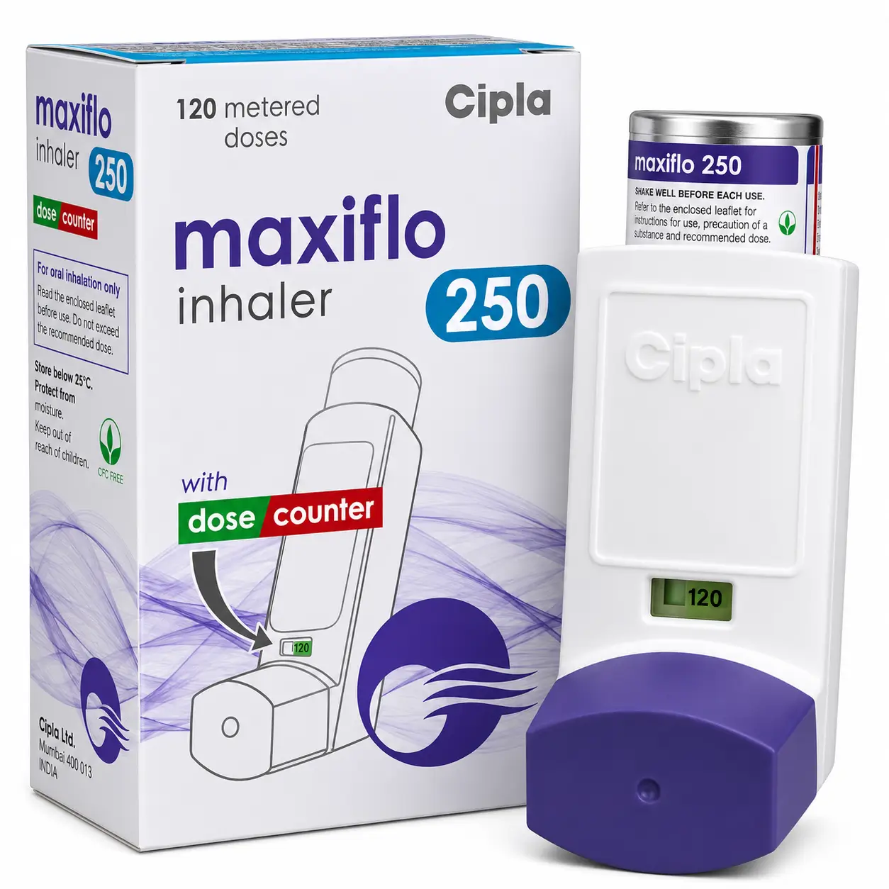 maxiflo 250 inhaler Maxiflo 250 Inhaler (Fluticasone/Formoterol) - Image 1