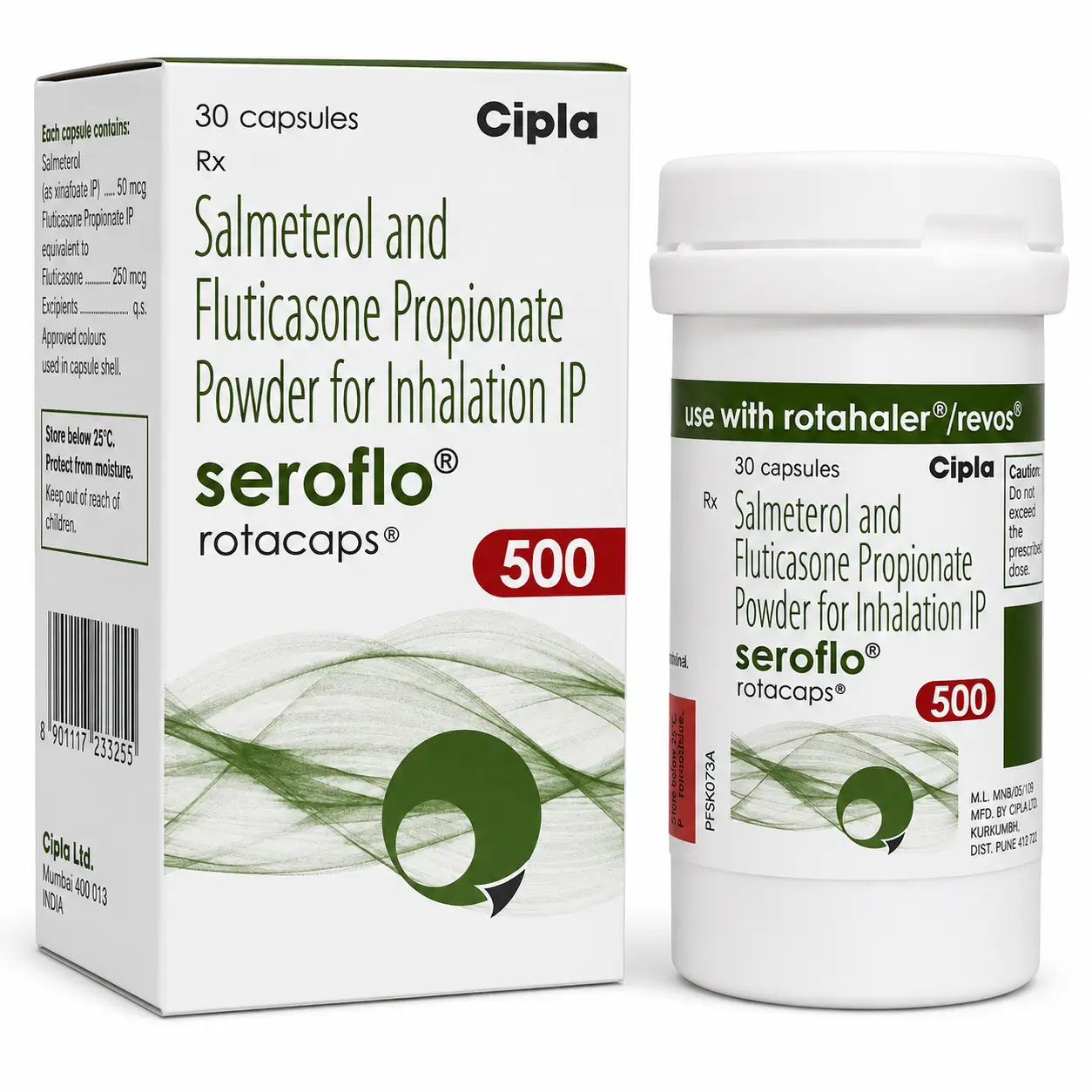 seroflo 500 rotacaps Seroflo 500 Rotacaps (Salmeterol/Fluticasone) - Image 1