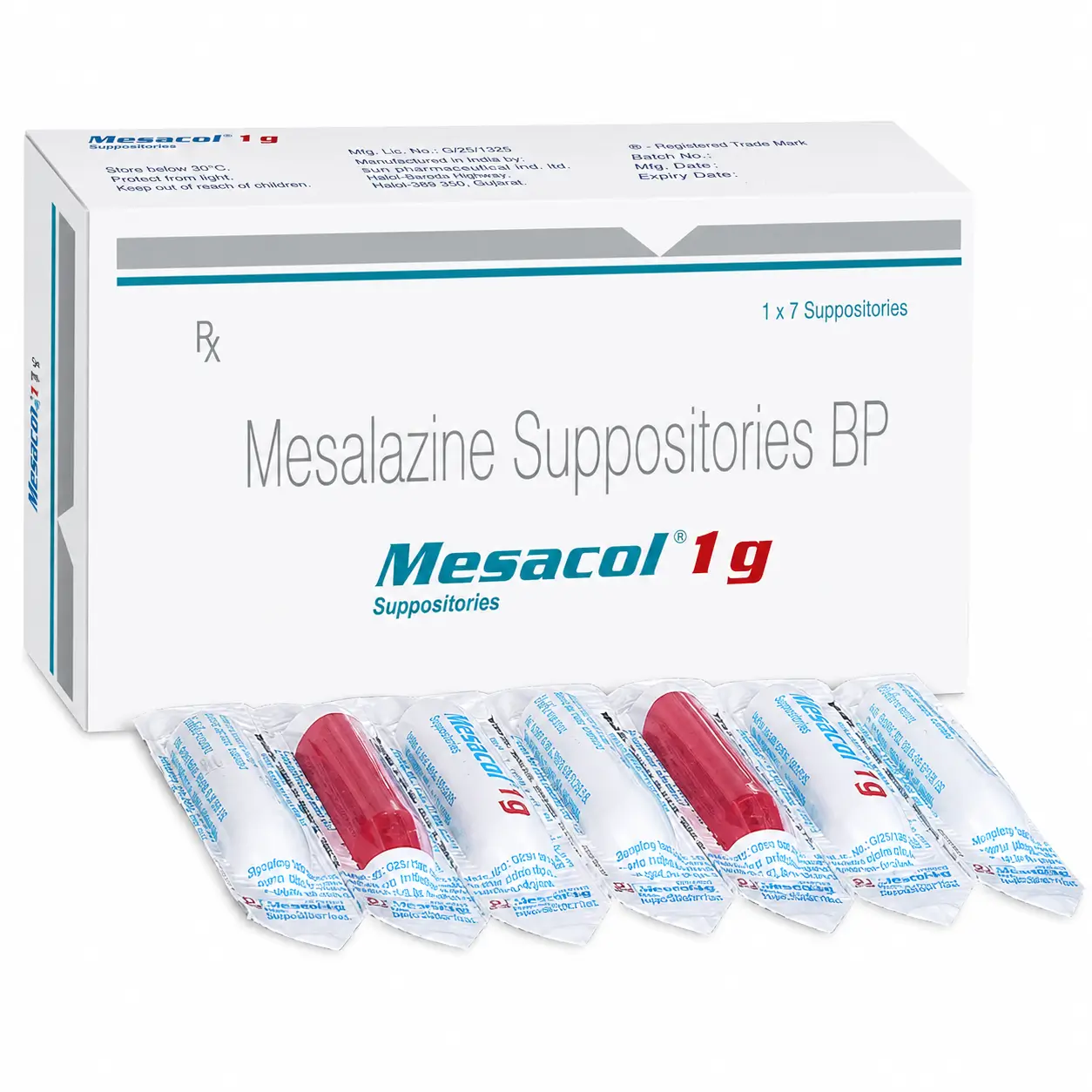 mesacol 1gm suppository Mesacol 1 Gm Suppository (Mesalamine) - Image 1